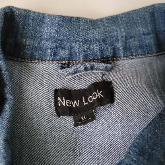 New Look || Blue Buttoned Flap Pocket Denim Jean Jacket - Picture 6 of 8